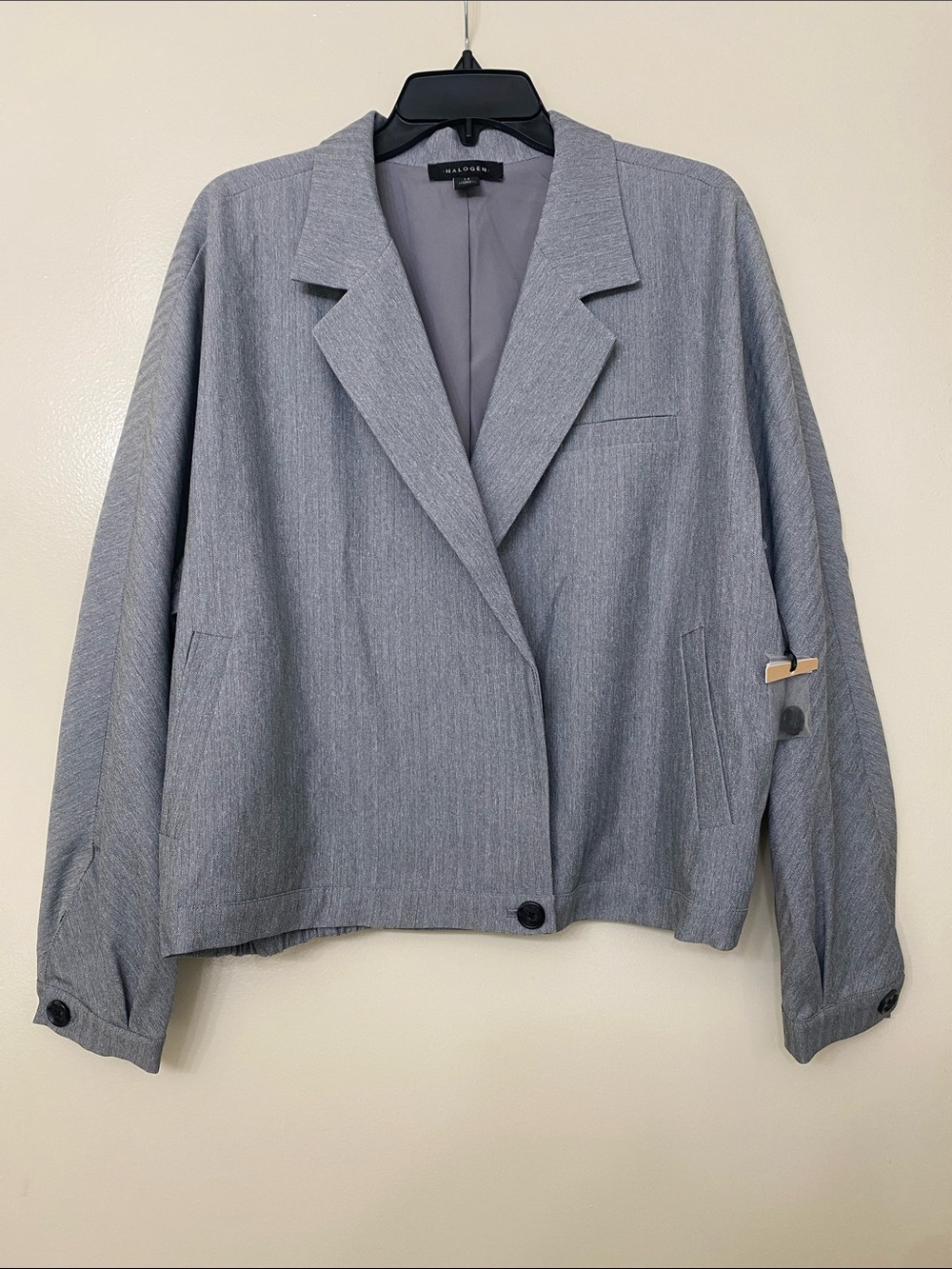 Halogen Light Gray Relaxed Single-Button Blazer